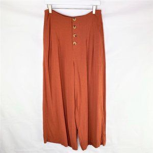 Fashion On Earth Boho Burnt Orange Cropped Wide Leg Pants, Size Large